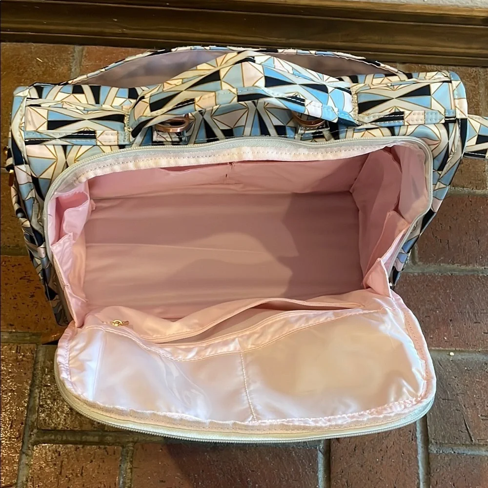 JuJuBe BFF Diaper Bag Prism Rose Geometric Backpack Messenger Rose Gold Hardware
